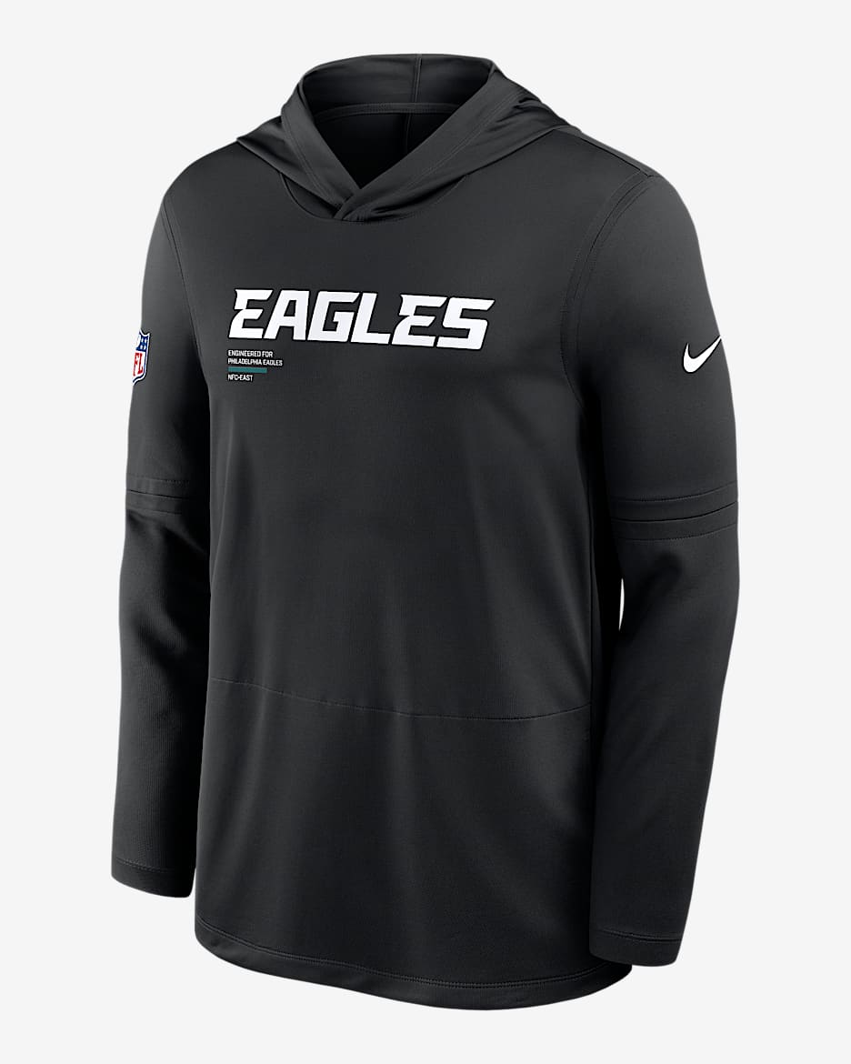 Philadelphia Eagles Pure Fury Sideline Men's Nike Dri-FIT NFL Long-Sleeve Hooded Top - Black