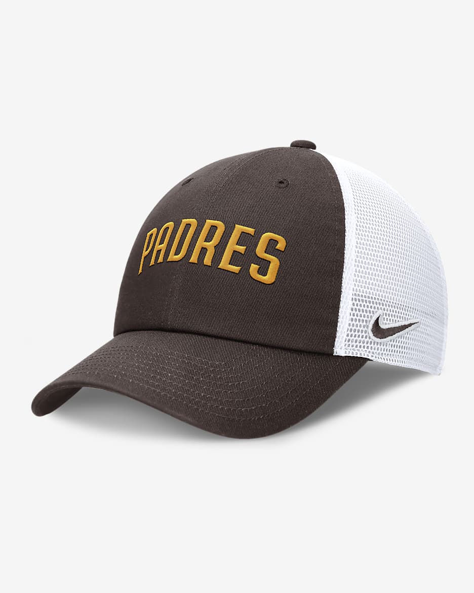 Gorra ajustable Nike de la MLB para hombre San Diego Padres Evergreen Wordmark Club - Marrón