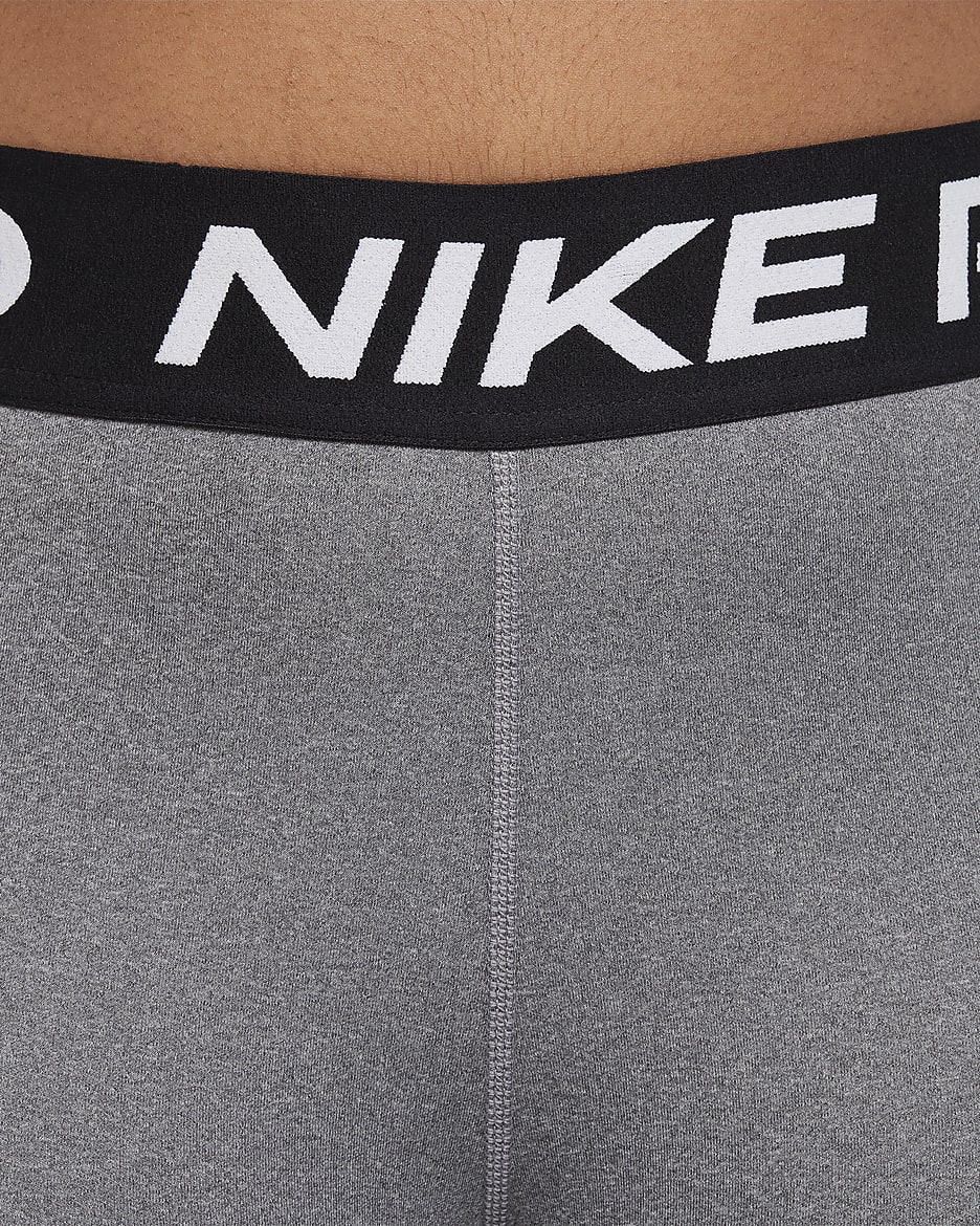 Legginsy dla dużych dzieci (dziewcząt) Nike Pro Dri-FIT (szerszy rozmiar) - Carbon Heather/Biel