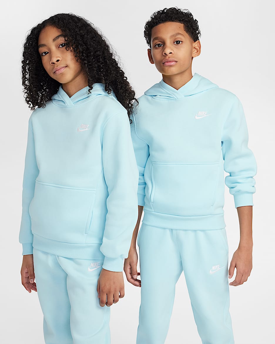 Sweat à capuche Nike Sportswear Club Fleece pour ado - Glacier Blue/Blanc