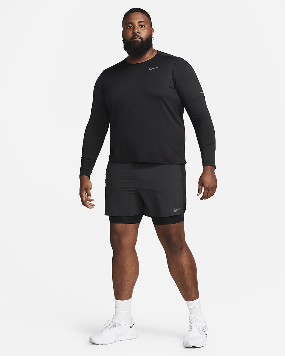 Nike Stride Dri-FIT Hybrid-Laufshorts für Herren (ca. 12,5 cm) - Schwarz/Schwarz/Schwarz