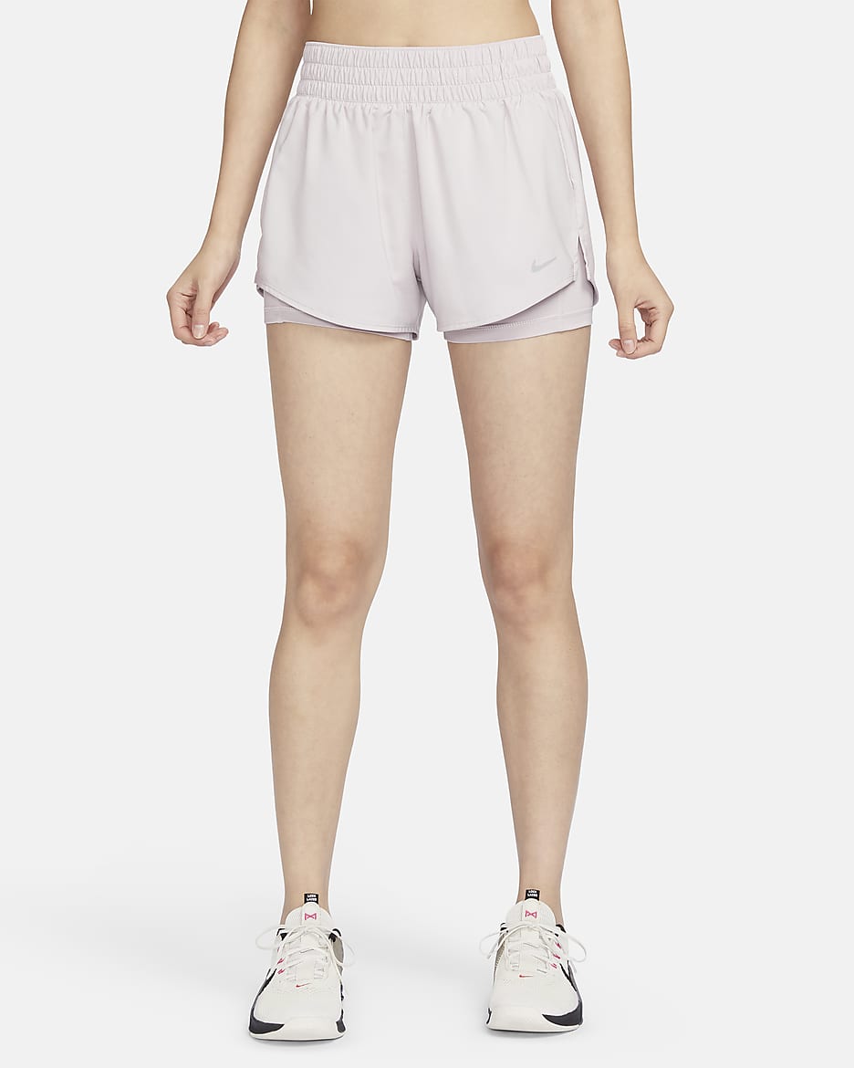 Nike Dri-FIT One 女款中腰 3" 二合一短褲 - Platinum Violet