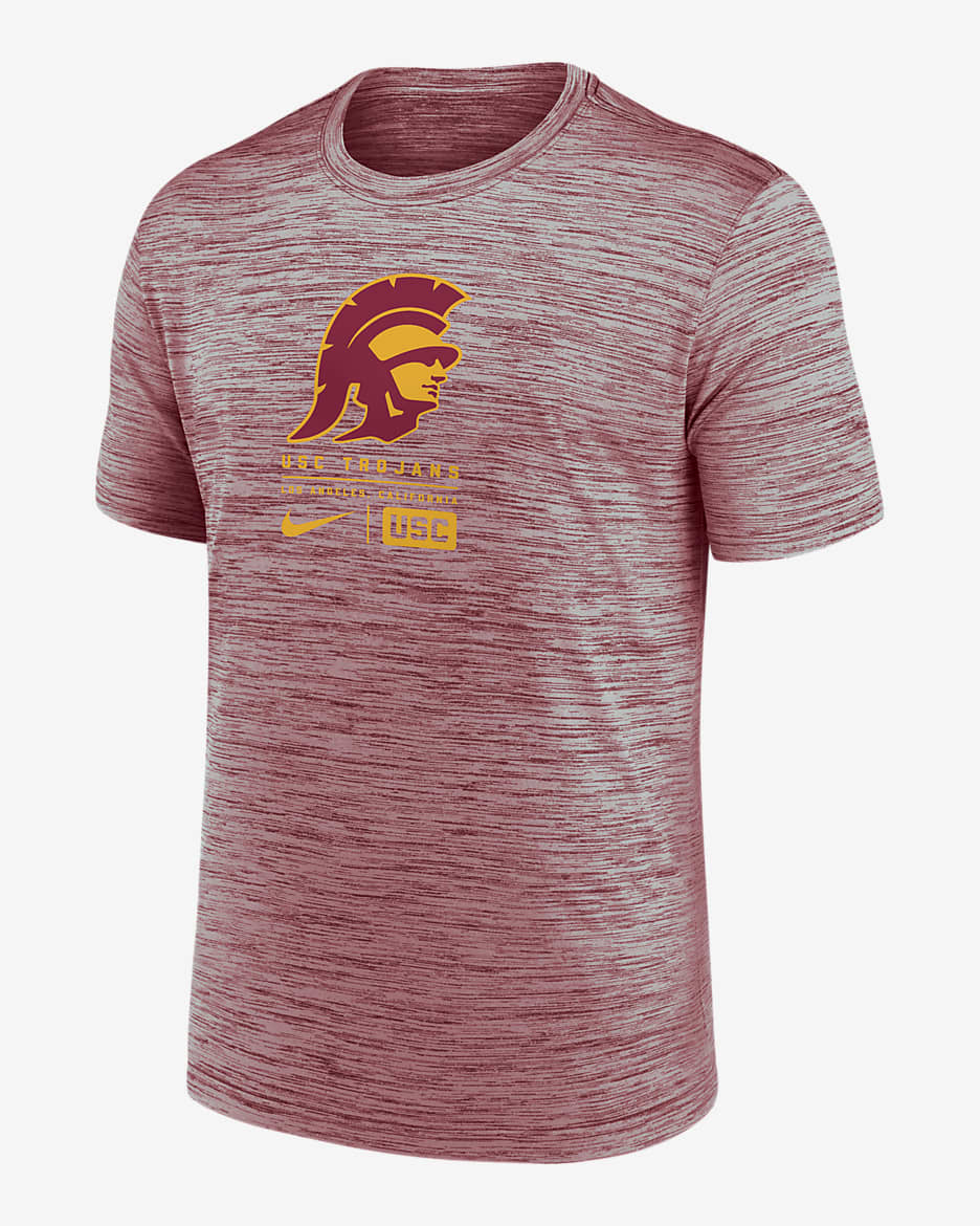 USC Trojans Campus Center Block Velocity Men's Nike Dri-FIT College T-Shirt - Crimson