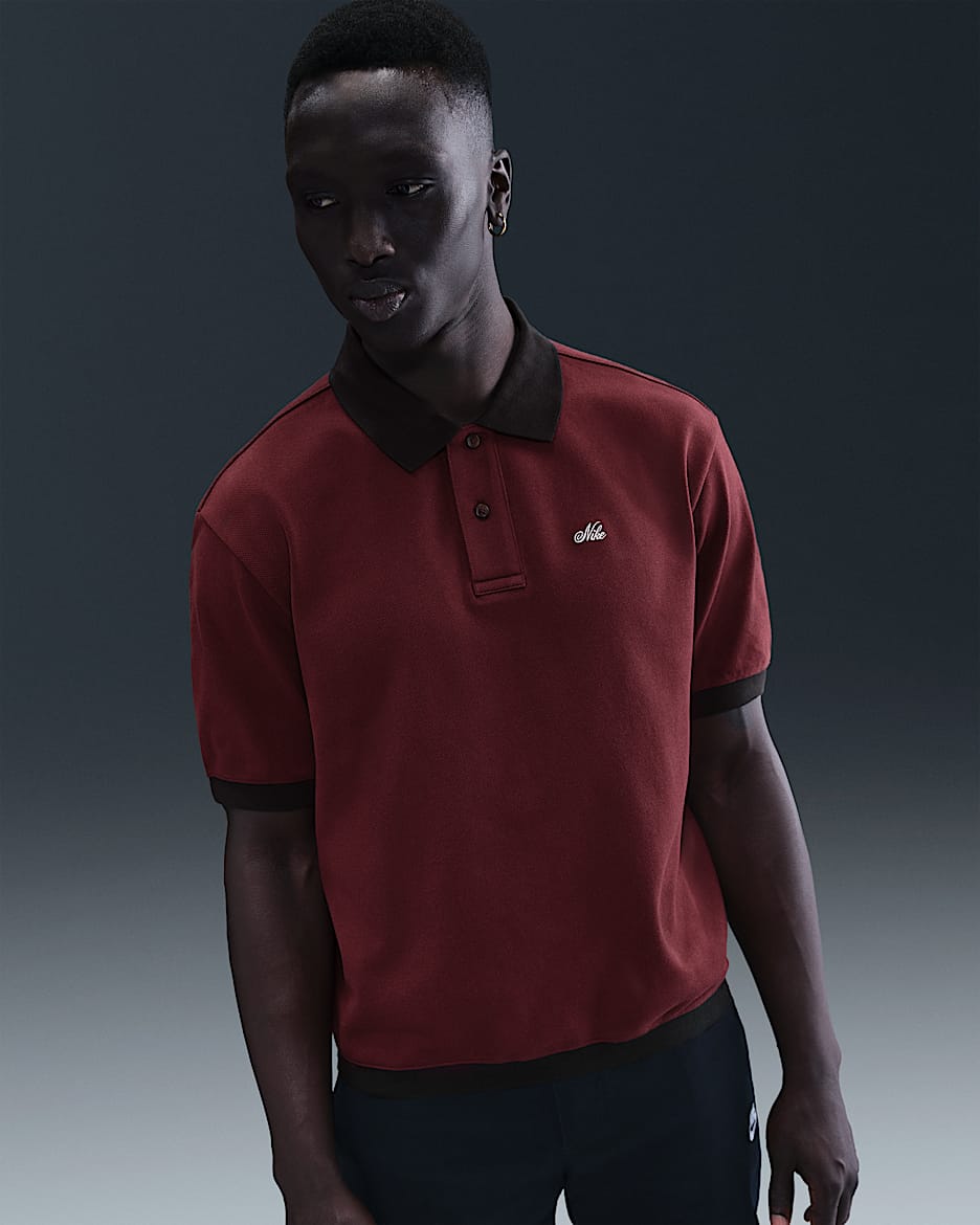 Nike Life Men's Heavyweight Polo - Dark Team Red/Black/Sail
