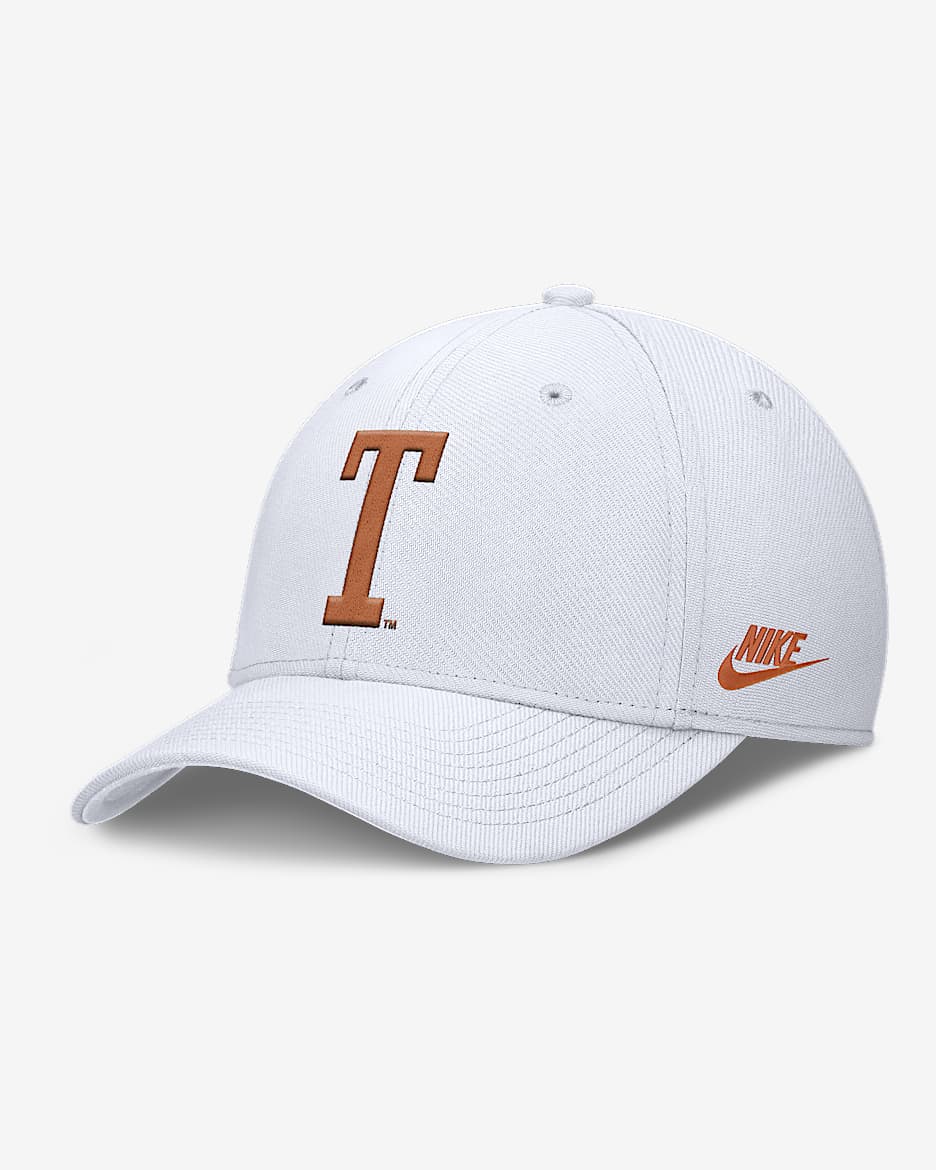 Gorra universitaria Nike Dri-FIT para hombre Texas Primetime Rise Academic - Blanco