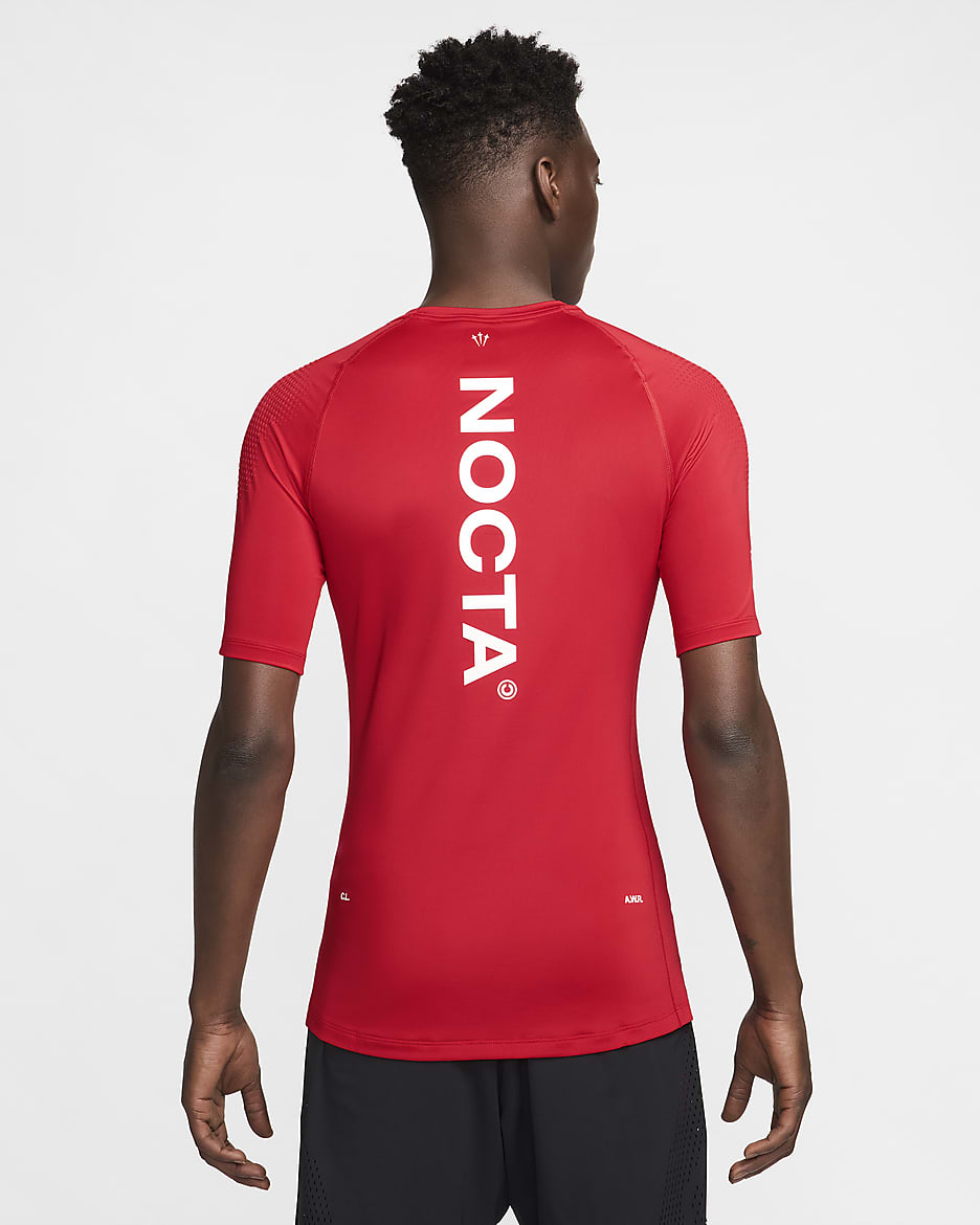 NOCTA Kurzarm-Base-Layer-Basketball-Oberteil für Herren - University Red/Weiß