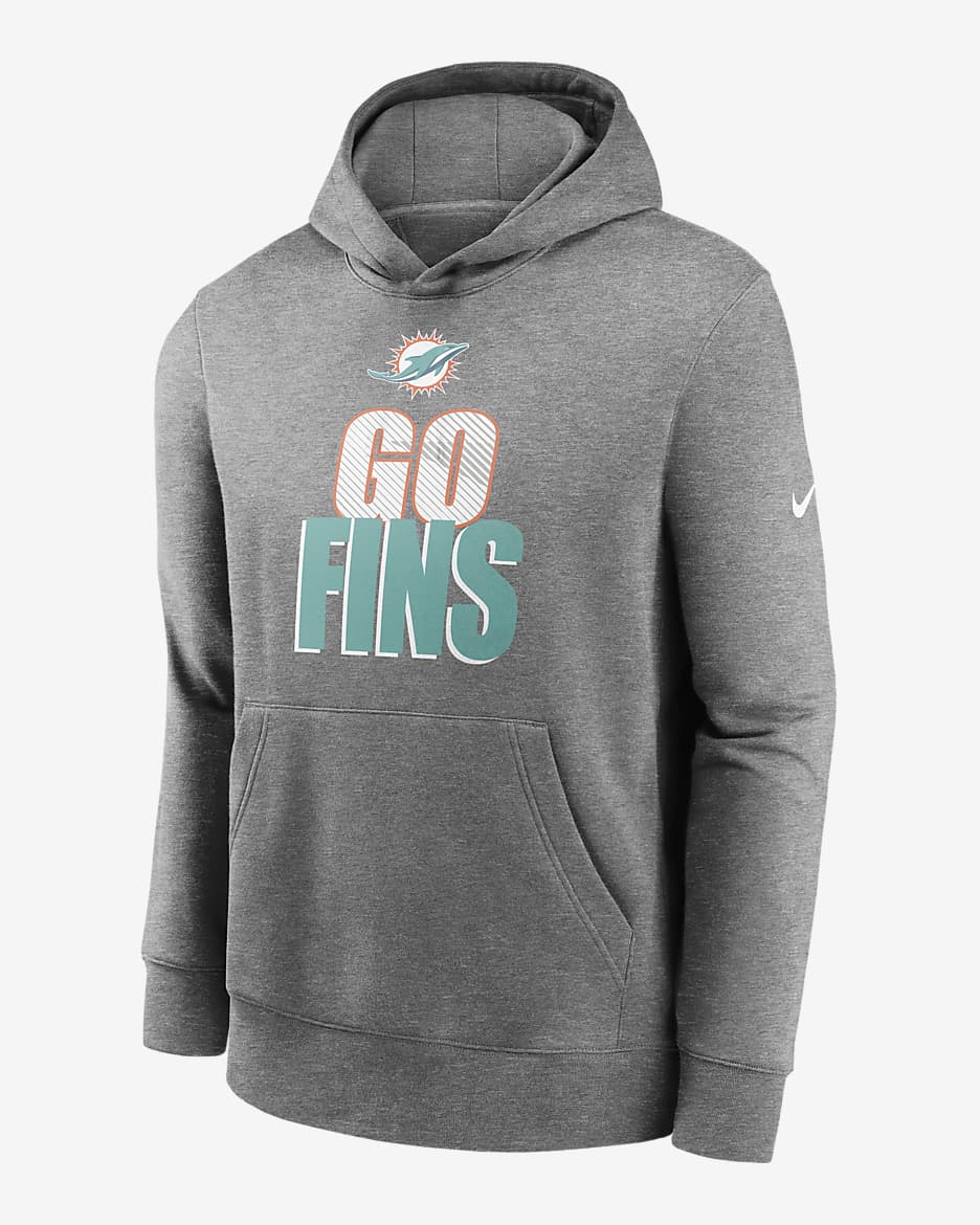 Nike Club Fleece (NFL Miami Dolphins) Big Kids' (Boys') Hoodie - Grey