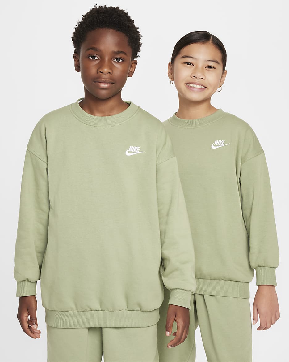 Nike Sportswear Club Fleece oversized sweatshirt voor kids - Oil Green/Wit