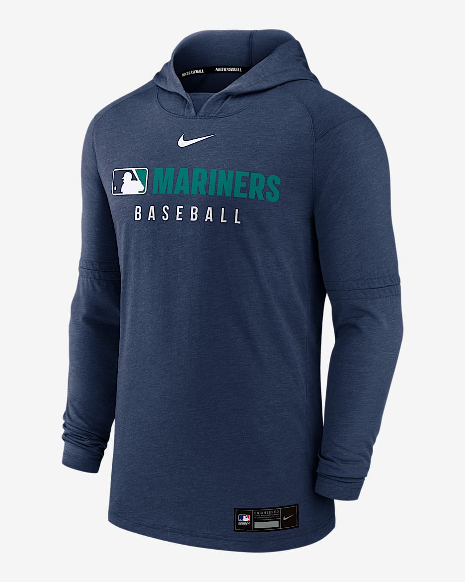 Seattle Mariners Authentic Collection Men's Nike Dri-FIT MLB Pullover Hoodie - Navy Heather