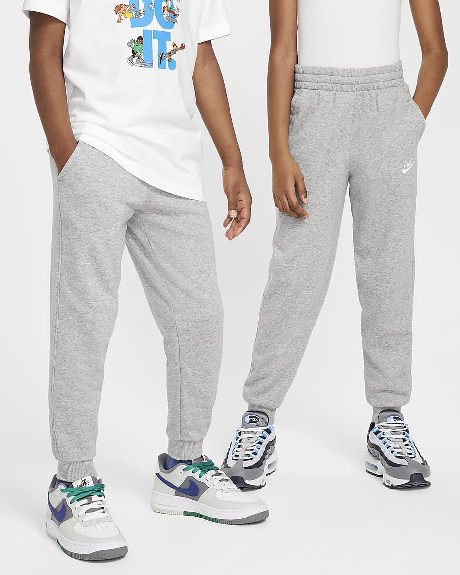 Nike Club Fleece Older Kids' French Terry Joggers - Dark Grey Heather/Base Grey/White