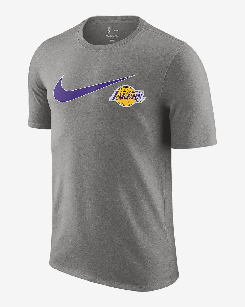 Playera Nike de la NBA para hombre Los Angeles Lakers Swoosh Essential - Gris oscuro jaspeado