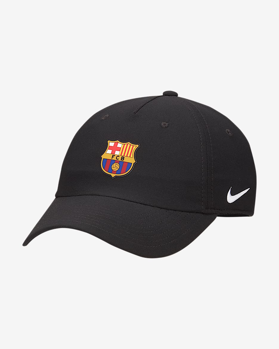 หมวกแก๊ปฟุตบอลไร้โครง Nike Dri-FIT FC Barcelona Club - ดำ/ขาว