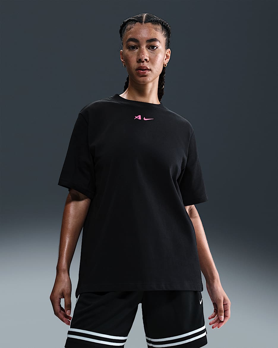 Playera de manga corta holgada para mujer A'ja Wilson - Negro