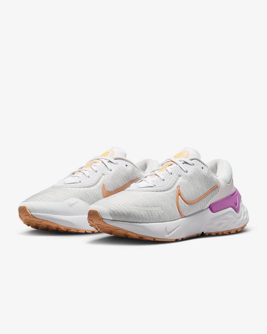 Nike Renew Run 4 Women's Road Running Shoes - White/Photon Dust/Fuchsia Dream/Amber Brown