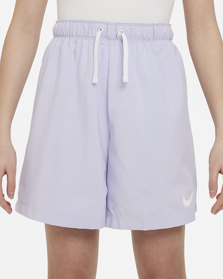 Nike Sportswear Trend Older Kids' (Girls') High-waisted Woven Shorts - Oxygen Purple/White/White