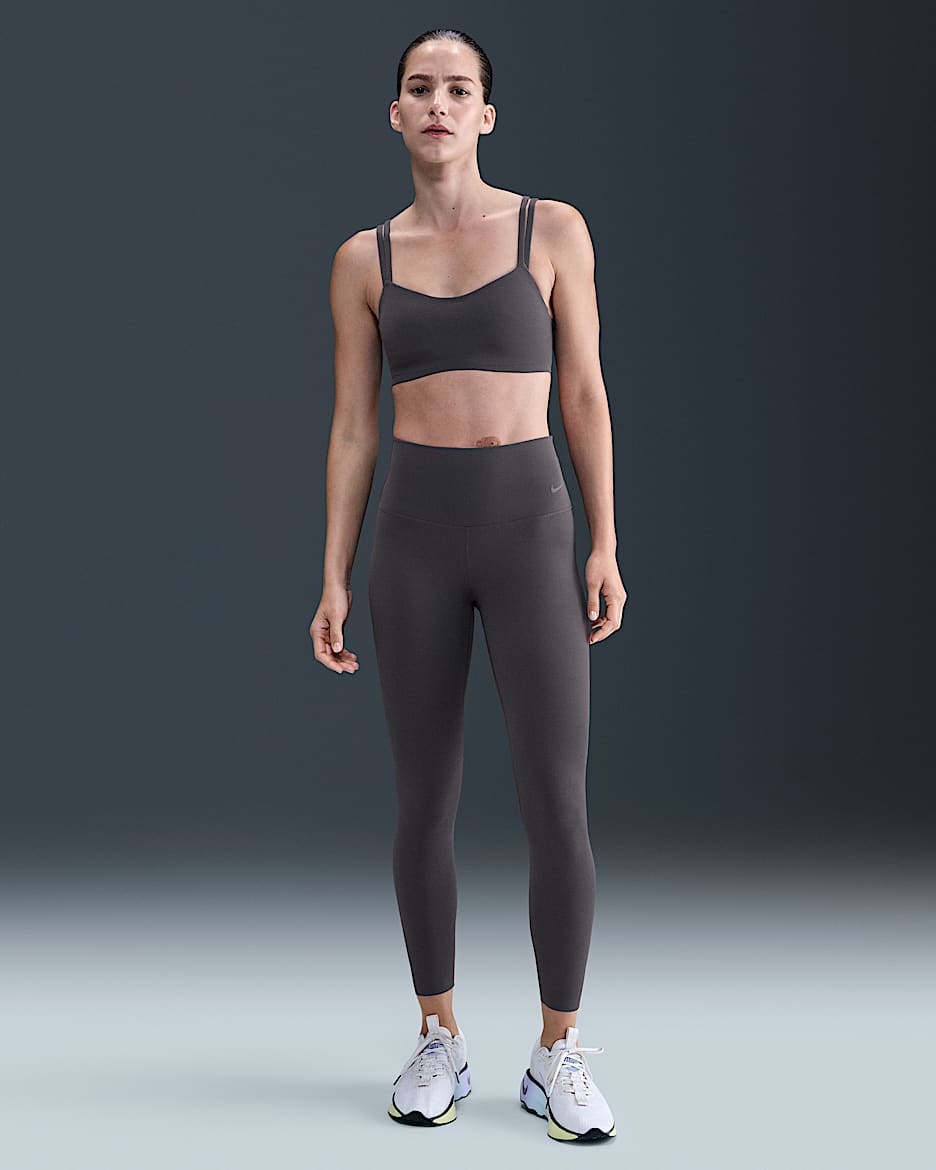 Nike Zenvy Women's Gentle-Support High-Waisted 7/8 Leggings - Thunder Grey/Black
