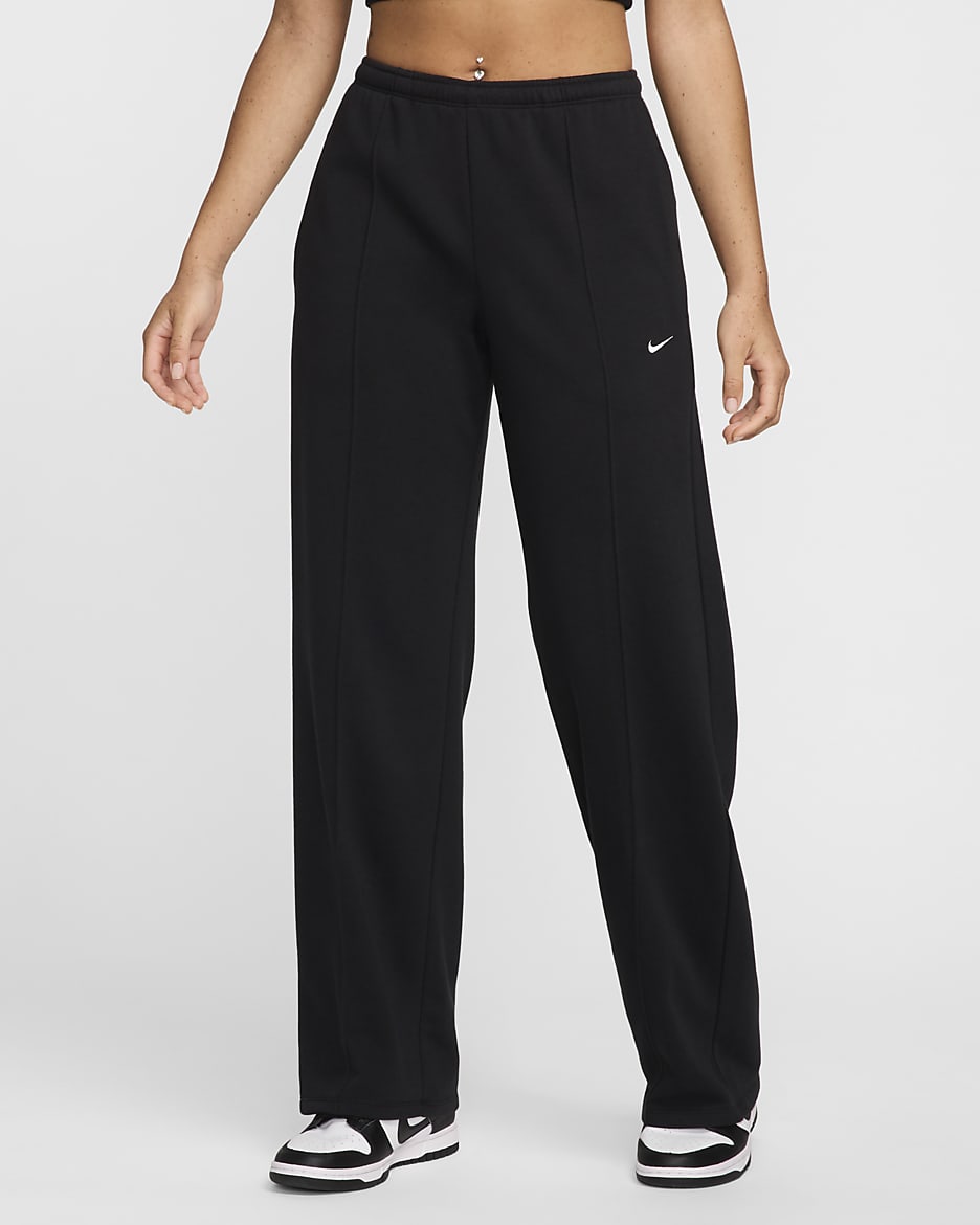 Dámské tepláky bez manžet Nike Sportswear Chill Terry z francouzského froté se středně vysokým pasem - Černá/Sail