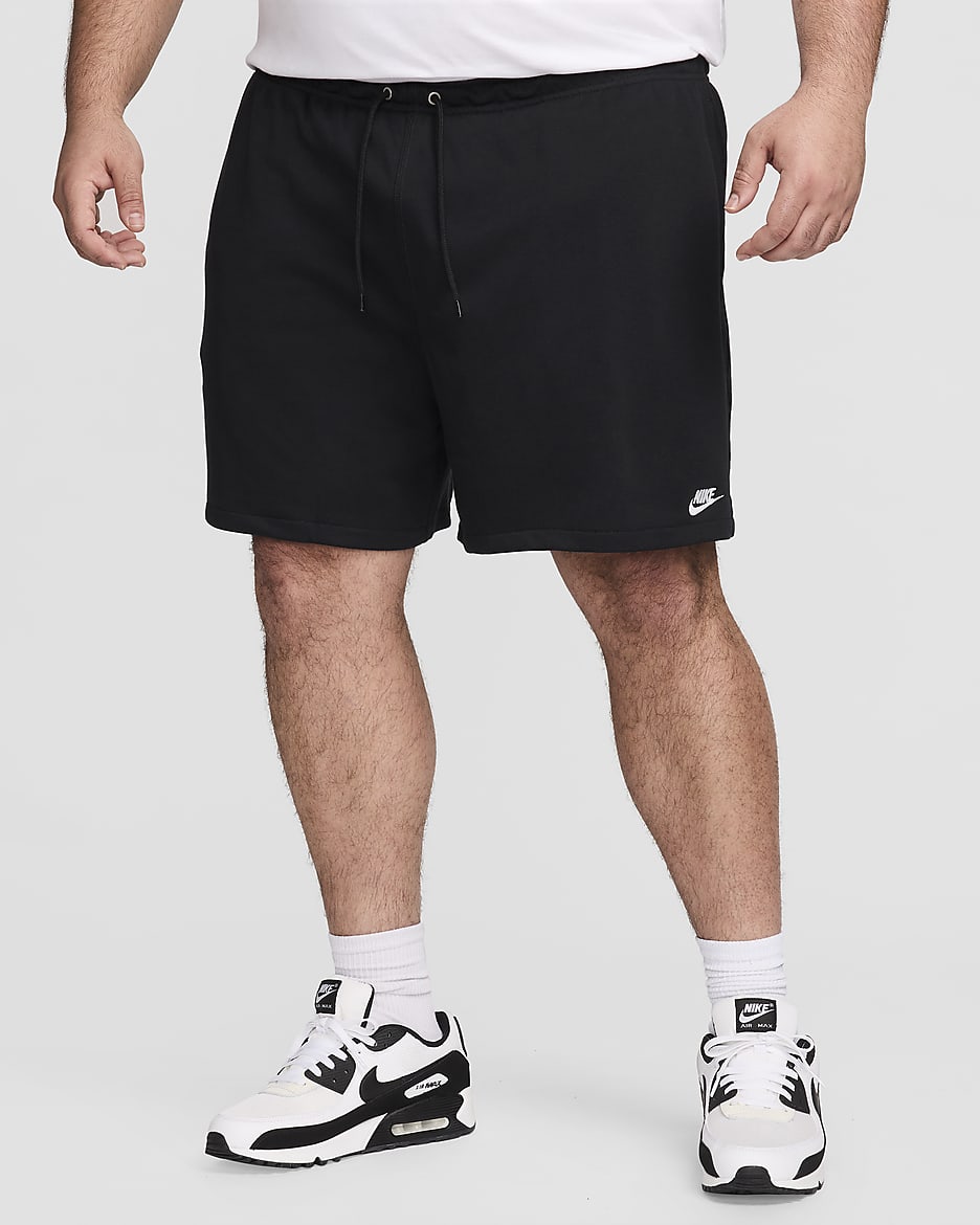 Nike Club Flow-Shorts aus French Terry für Herren - Schwarz/Schwarz/Weiß