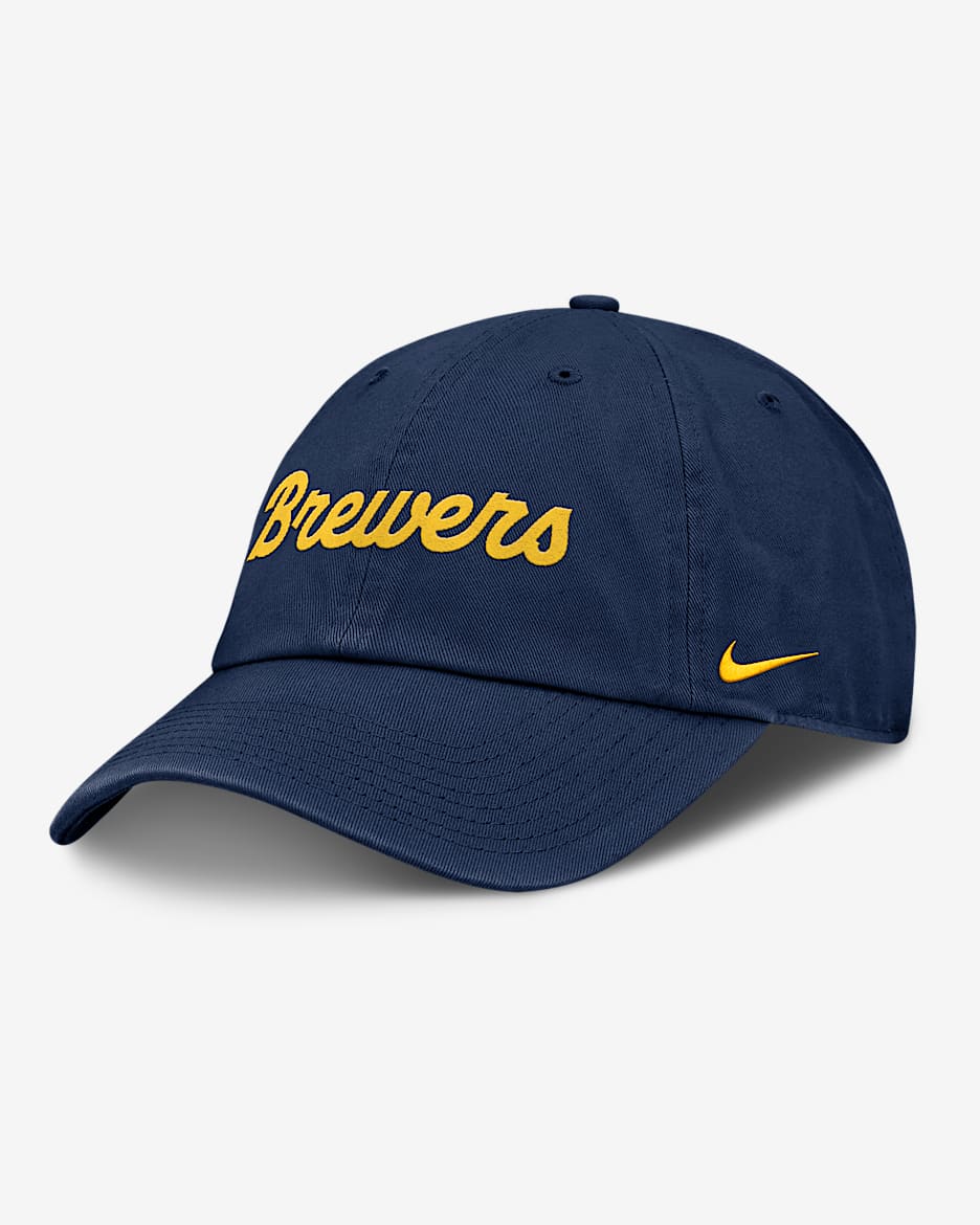 Gorra Nike de la MLB ajustable para hombre Milwakee Brewers Club - Azul marino medianoche