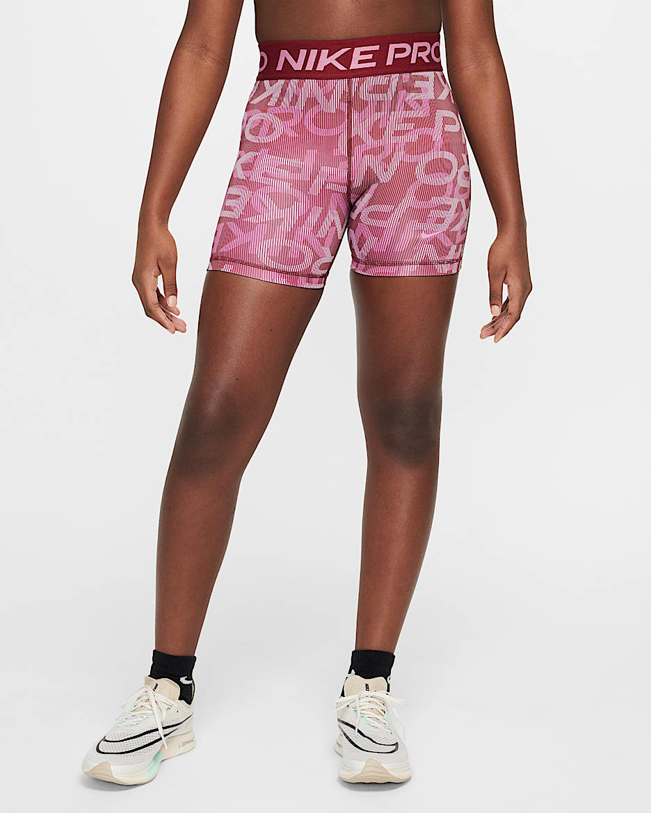 Shorts de 8 cm Dri-FIT para niña talla grande Nike Pro - Rojo team/Rojo team/Flamenco mágico