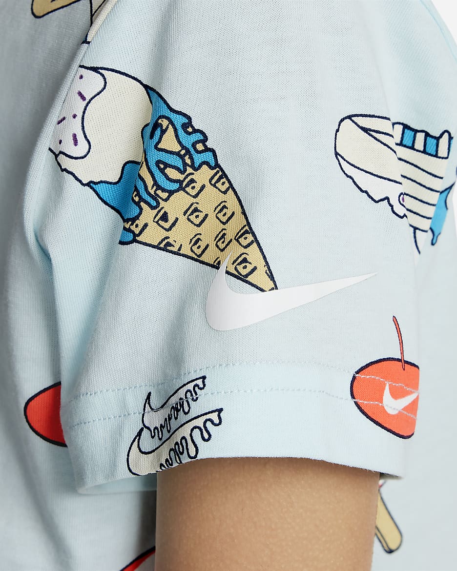 Nike Sole Food T-shirt met print voor kleuters - Glacier Blue