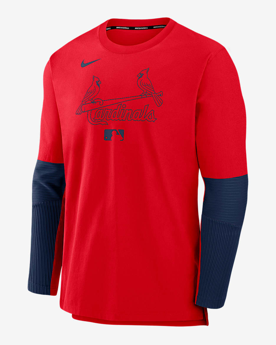 Sudadera sin cierre Nike Dri-FIT de la MLB para hombre St. Louis Cardinals Authentic Collection Player - Rojo