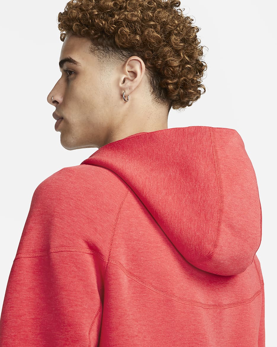Nike Sportswear Tech Fleece Windrunner Men's Full-Zip Hoodie - Light University Red Heather/Black