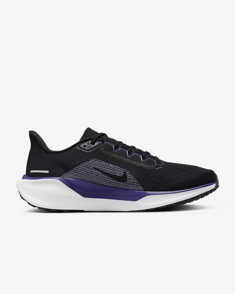 Tenis de correr en pavimento para hombre Nike Pegasus 41 NFL Baltimore Ravens - Negro/Blanco/Orquídea nuevo/Blanco