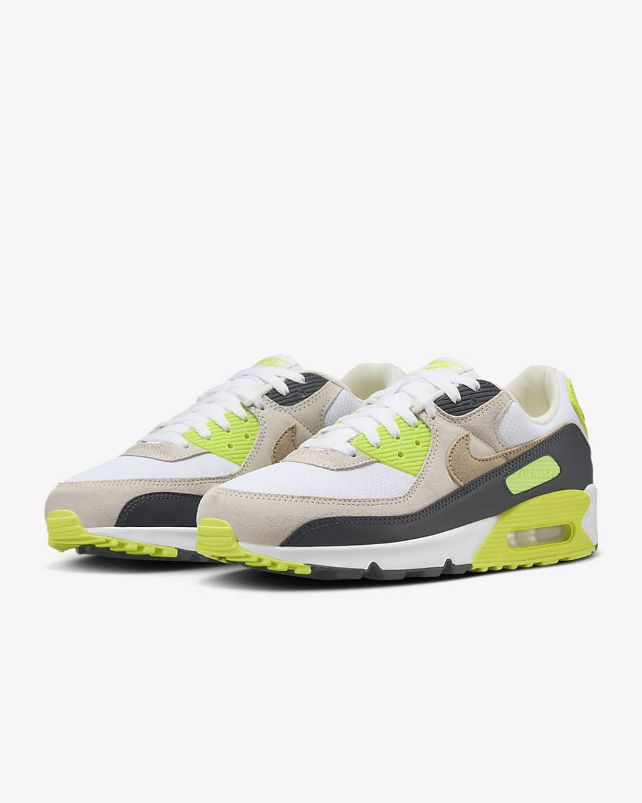 Nike Air Max 90 Men's Shoes - White/Cyber/Dark Smoke Grey/Khaki