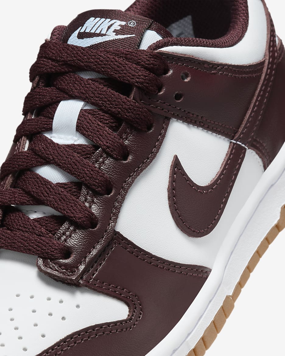 Nike Dunk Low Big Kids' Shoes - White/Gum Light Brown/Burgundy Crush