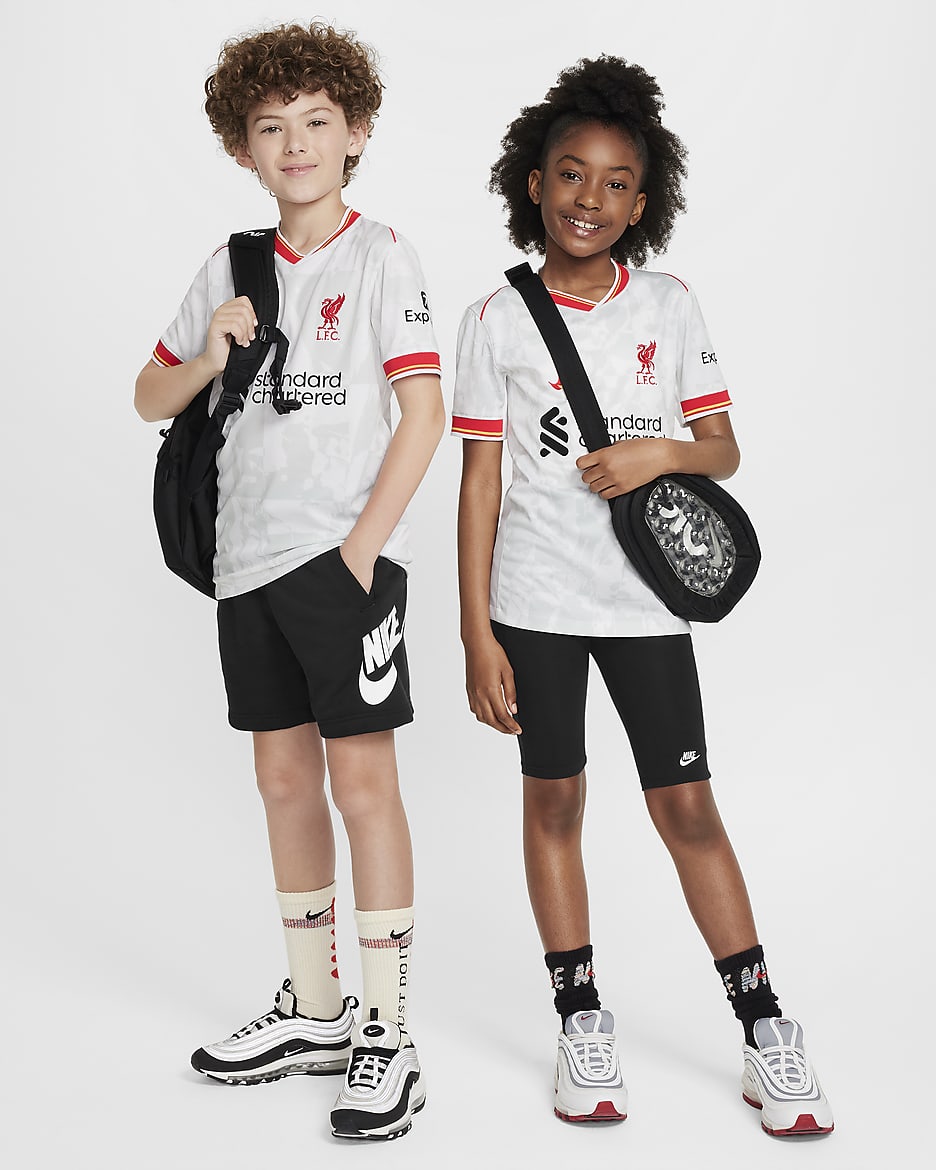 Liverpool F.C. 2024/25 Stadium Third Older Kids' Nike Dri-FIT Football Replica Shirt - White/Pure Platinum/Black/Global Red