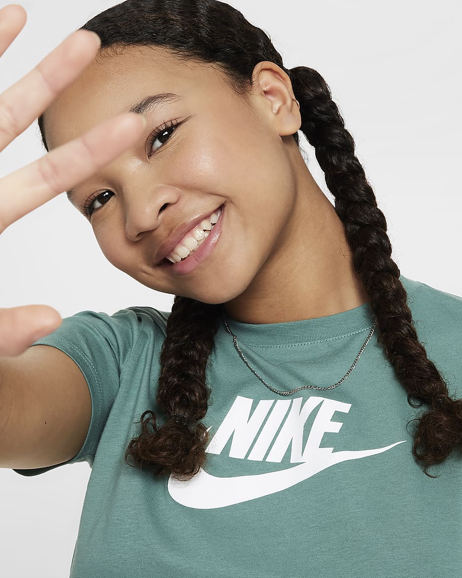 Nike Sportswear Older Kids' (Girls') Cropped T-Shirt - Bicoastal/White