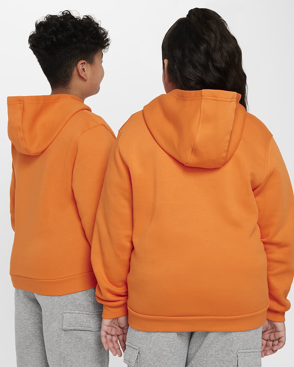 Sudadera con gorro sin cierre para niños talla grande (talla amplia) Nike Sportswear Club Fleece - Naranja seguridad/Blanco