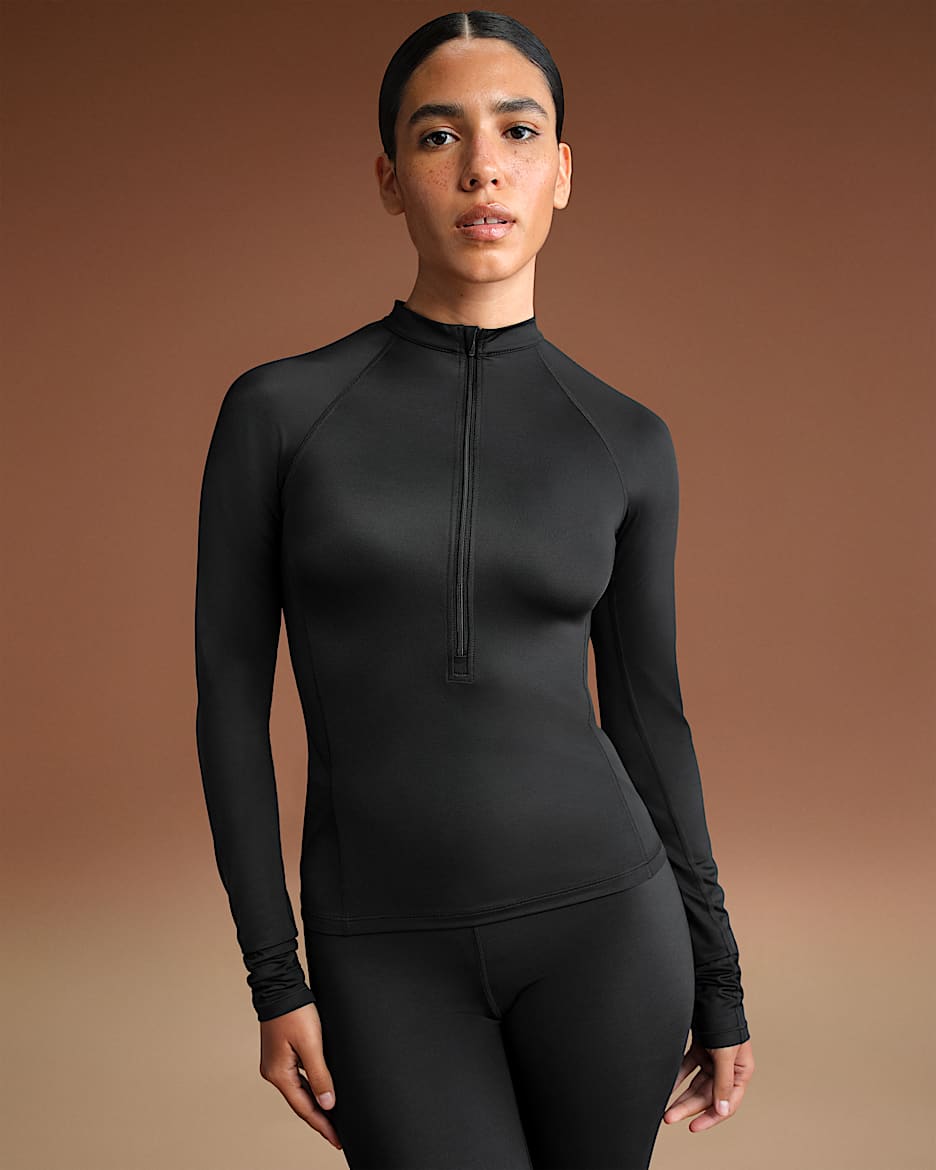 NikeSKIMS Shine Women's Long-Sleeve Half-Zip Top - NSKM OBSIDIAN