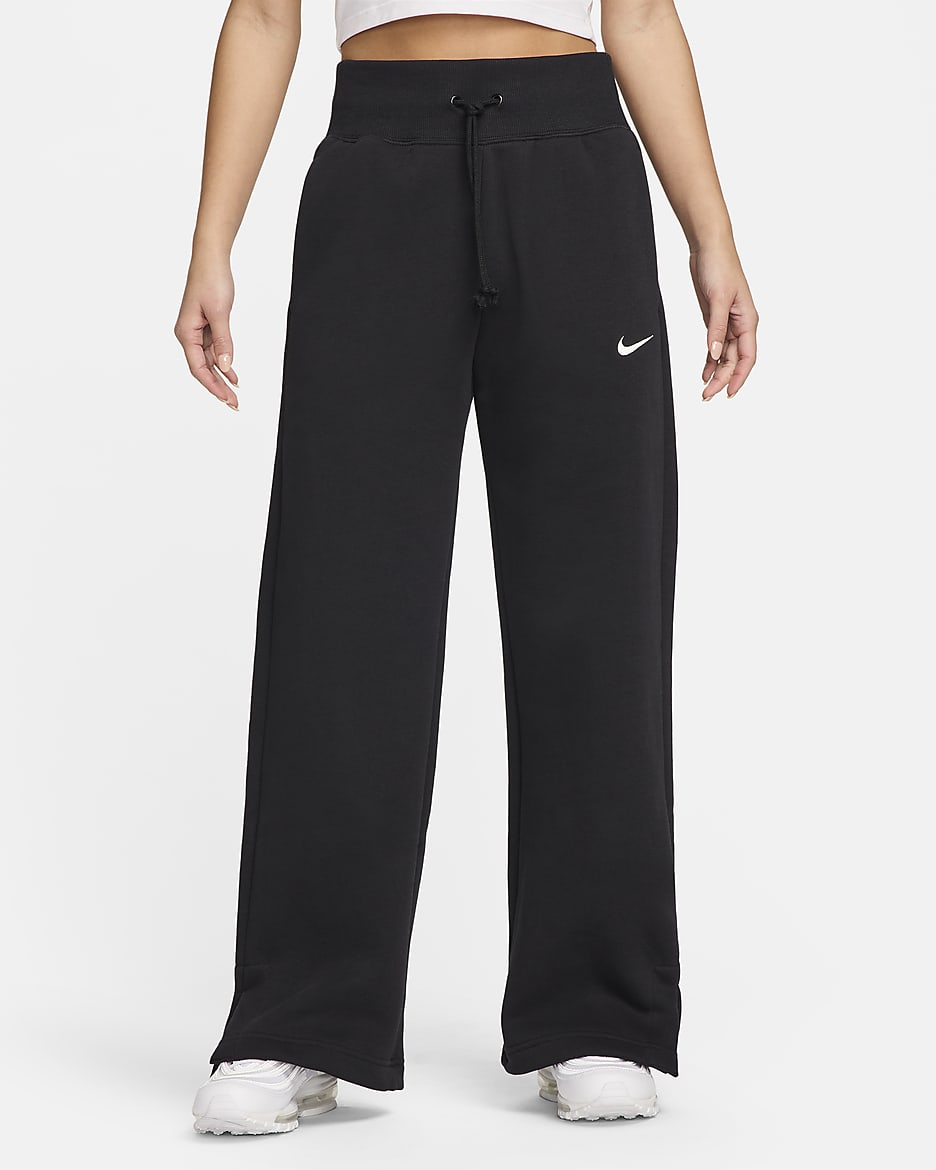 Nike Sportswear Phoenix Fleece Women's High-Waisted Wide-Leg Tracksuit Bottoms - Black/Sail