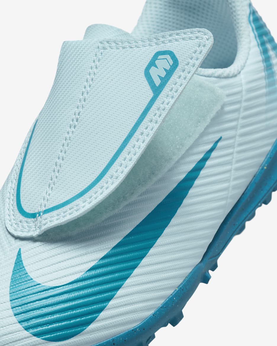 Tacos de fútbol TF de corte low para niños de preescolar Nike Jr. Mercurial Vapor 16 Club - Azul glacial/Azul órbita