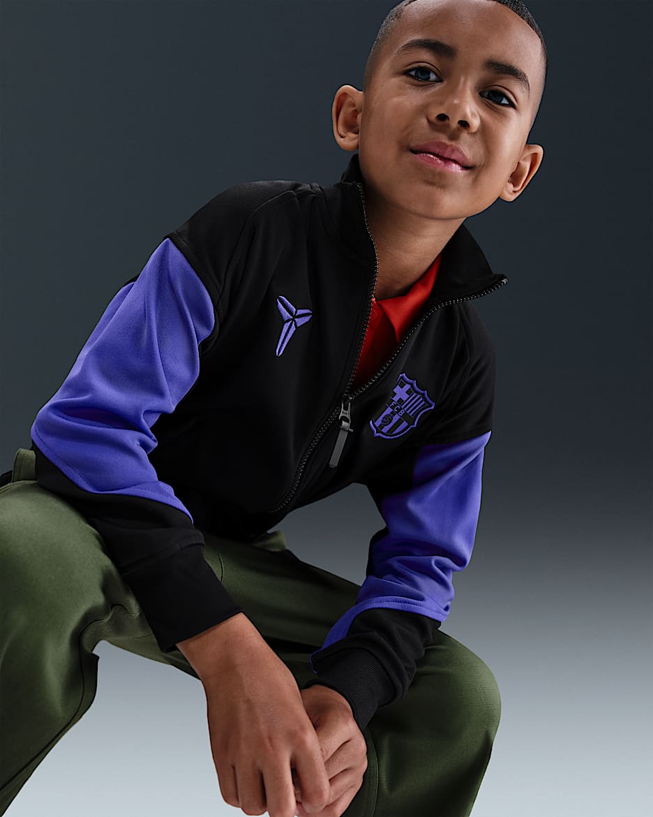 FC Barcelona Academy Pro Away Big Kids' Kobe Dri-FIT Soccer Anthem Jacket