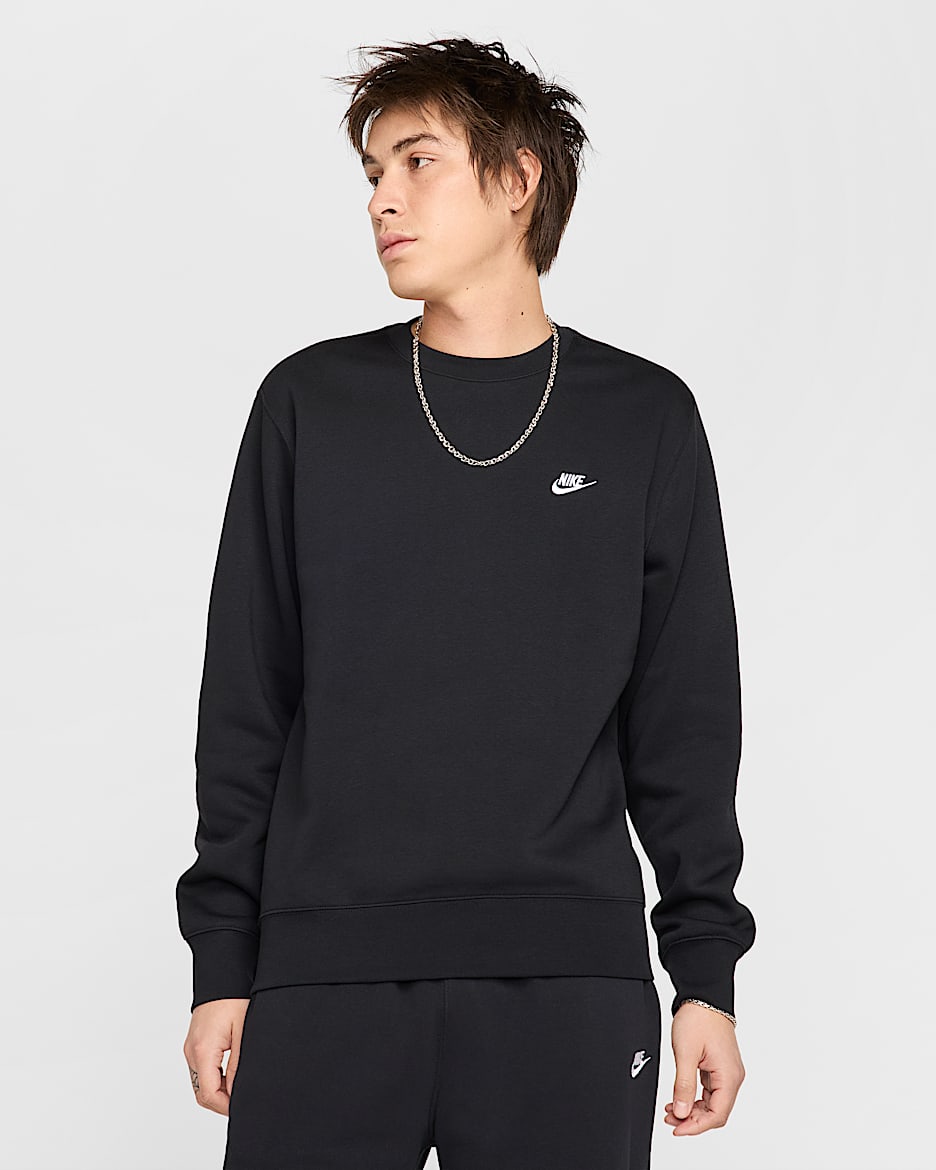 Nike Club Men's Fleece Crew - Black/White