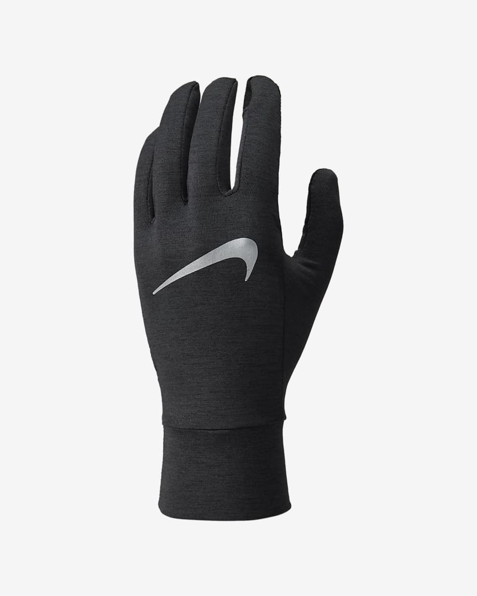 Gants de running en tissu Fleece Nike pour Femme - Noir/Noir/Silver