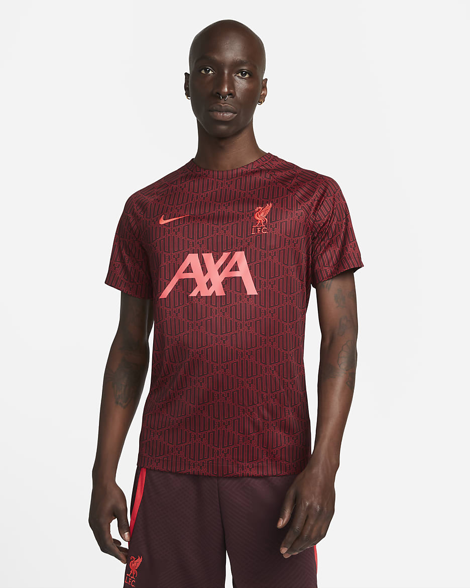Liverpool F.C. Men's Nike Dri-FIT Pre-Match Football Top - Tough Red/Burgundy Crush/Siren Red