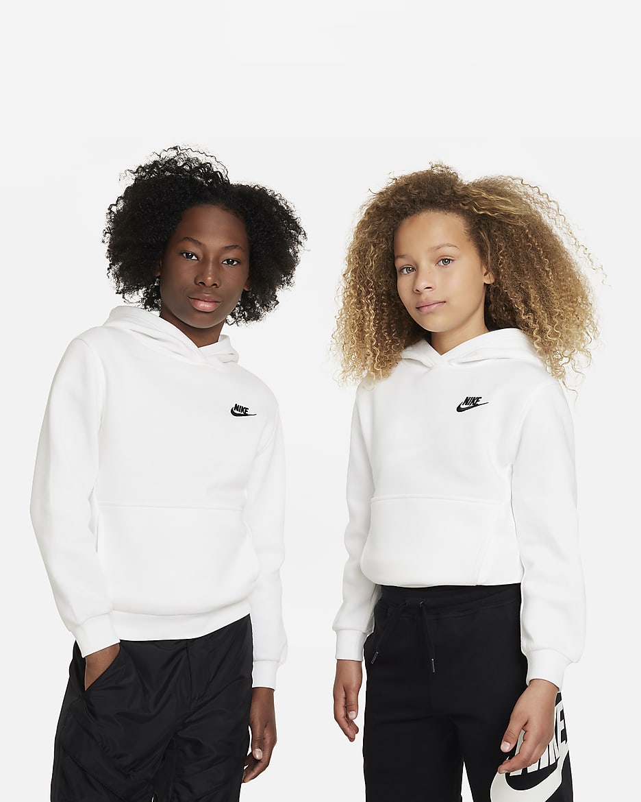 Nike Sportswear Club Fleece Hoodie für ältere Kinder - Weiß/Schwarz