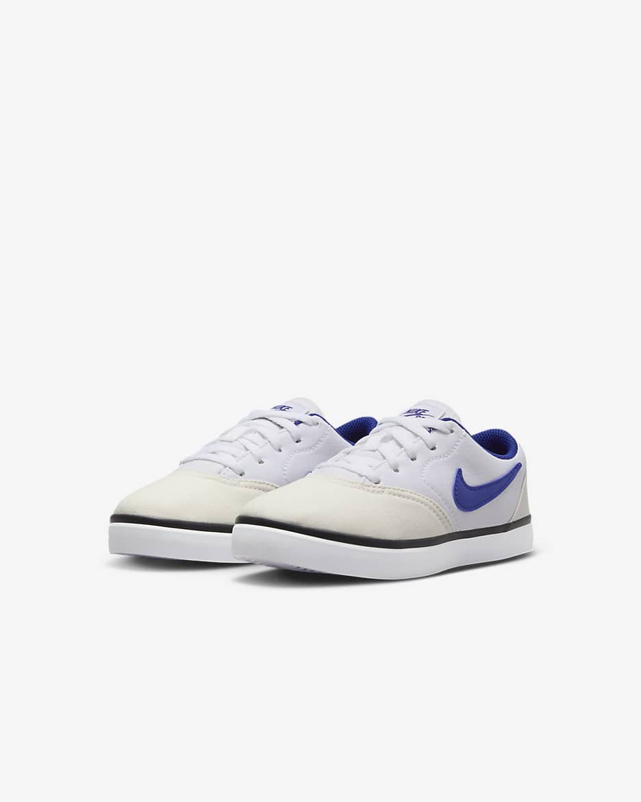 Nike SB Check Canvas Younger Kids' Skate Shoes - White/Summit White/Black/Deep Royal Blue