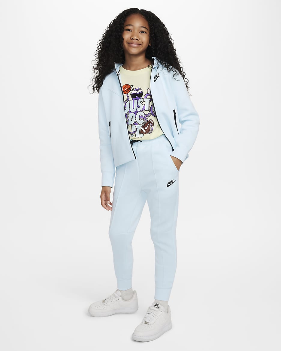 Nike Sportswear Tech Fleece Older Kids' (Girls') Joggers - Glacier Blue/Black/Black