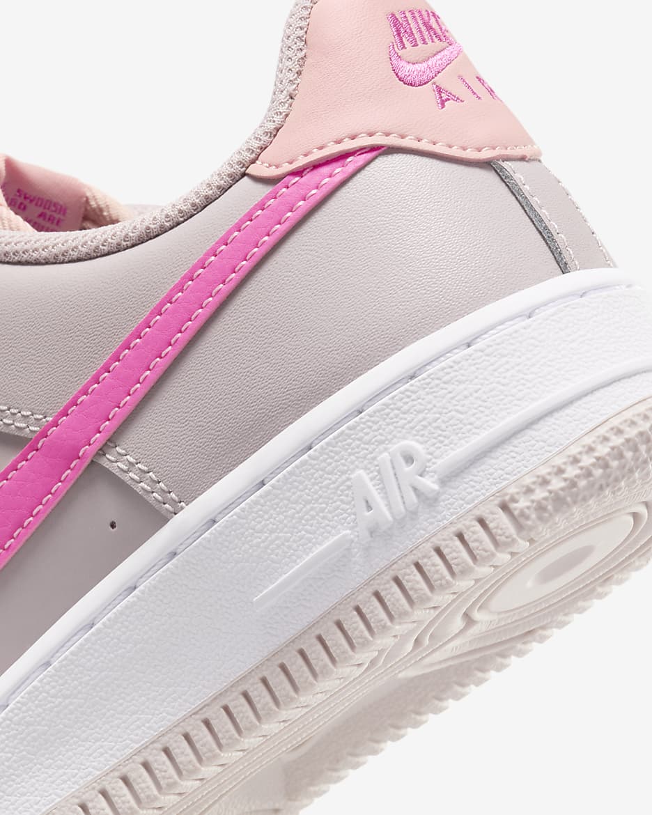 Tenis para niños grandes Nike Air Force 1 - Violeta platino/Naranja ártico/Blanco/Rosa paleta