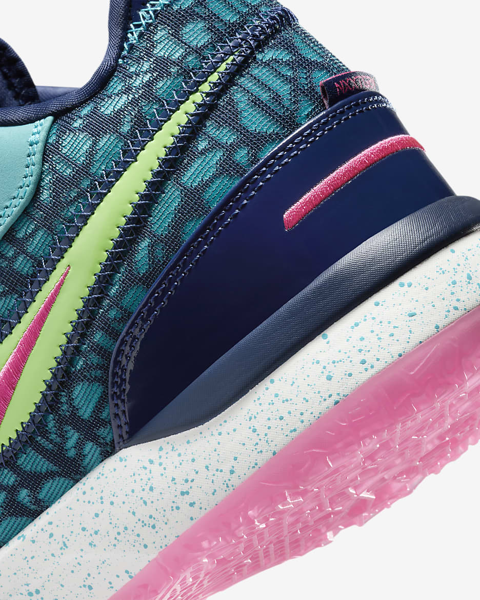 LeBron NXXT Gen AMPD Basketball Shoes - Dusty Cactus/Midnight Navy/Fierce Pink/Green Strike