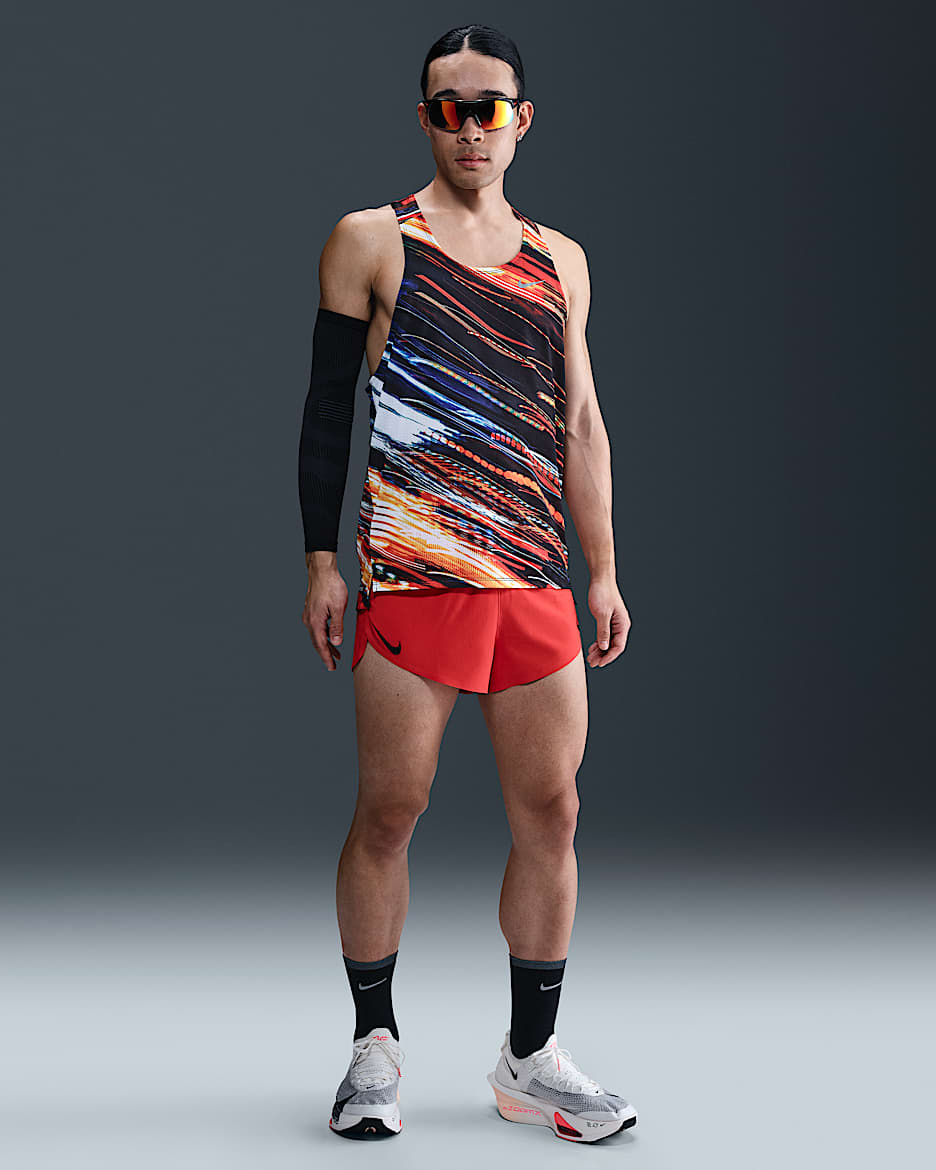 ナイキ エアロスイフト メンズ Dri-FIT ADV 5cm ランニングショートパンツ (インナー付き) - ライトクリムゾン/ブラック