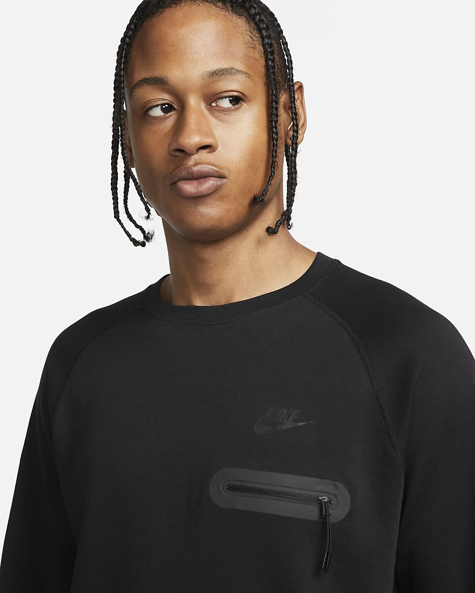 Męska koszulka z długim rękawem Nike Tech Fleece Lightweight - Czerń/Czerń