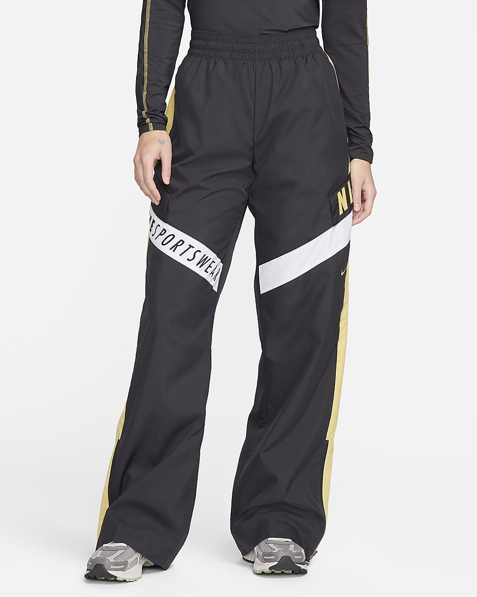 Nike Sportswear Women's High-Waisted Trousers - Dark Smoke Grey/Saturn Gold/White