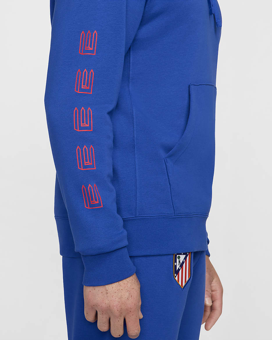 Felpa pullover da calcio in French Terry con cappuccio Nike Atlético de Madrid Club da uomo – Home - Game Royal/Light Crimson