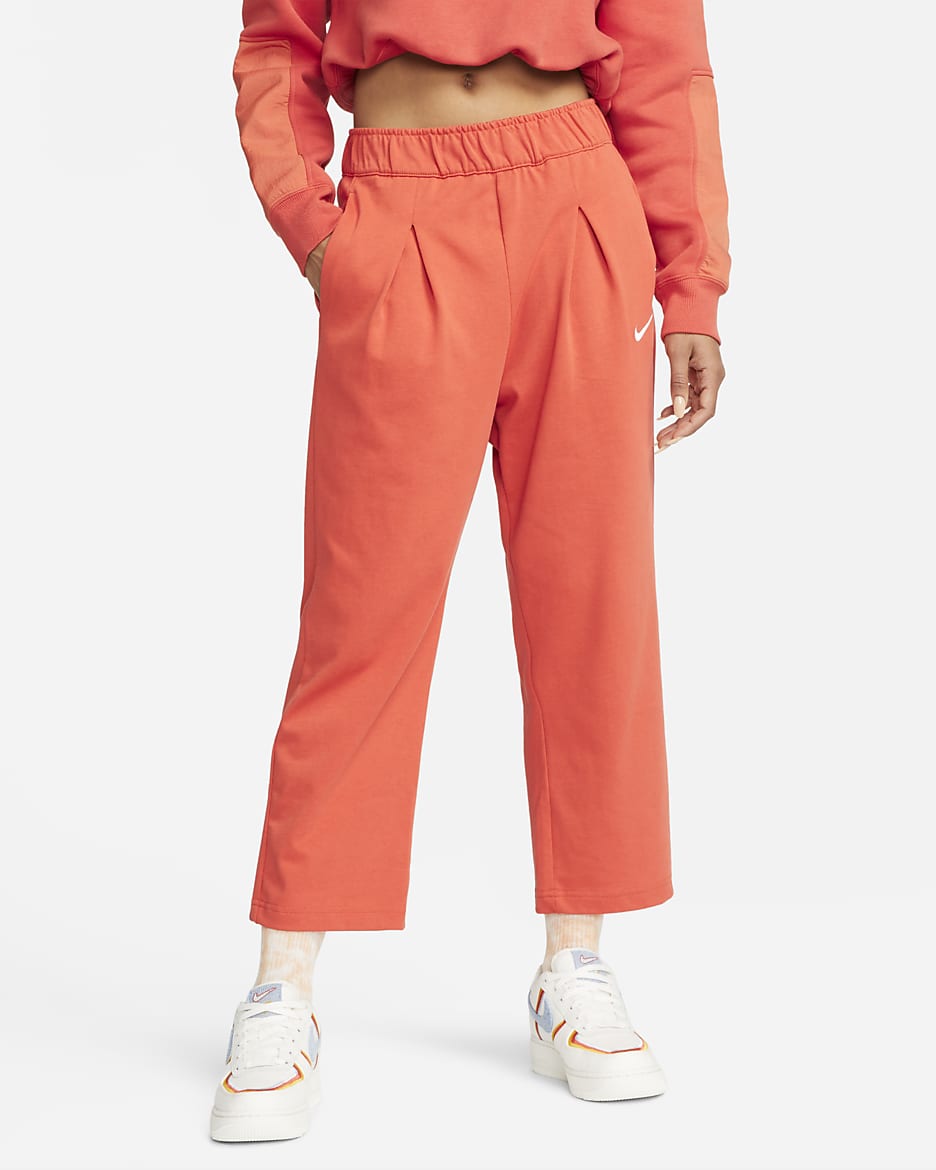 Pantalones capri de tejido de punto para mujer Nike Sportswear - Naranja mantra/Blanco